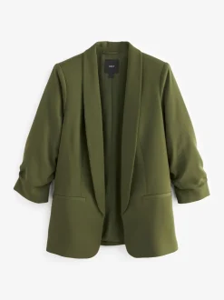 Kostuums En Werkkleding*Next Olijfgroen - Ruimvallend blazer met gerimpelde mouwen