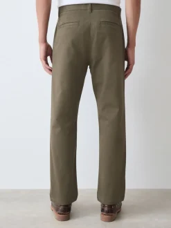 Broeken En Chino's|Next Olijfgroen - Straight fit - Stretchy chino