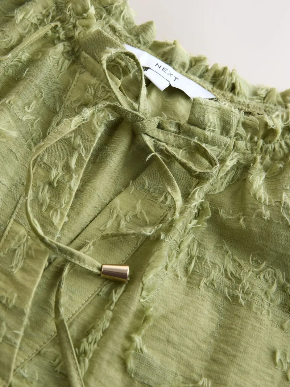 Blouses En Overhemden|Next - Tufty Jacquard Long Sleeve Blouse Olijfgroen