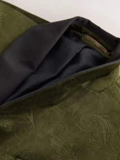 Smokings En Feestkleding*Next - Normale Pasvorm - Fluwelen blazer met patroon Olijfgroene Paisley