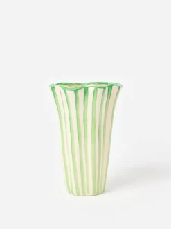 Vazen*Oliver Bonas & White Striped Ceramic Vase
