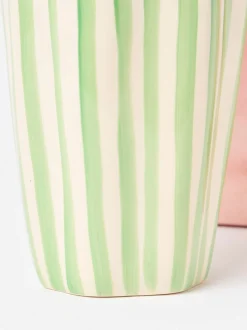 Vazen*Oliver Bonas & White Striped Ceramic Vase