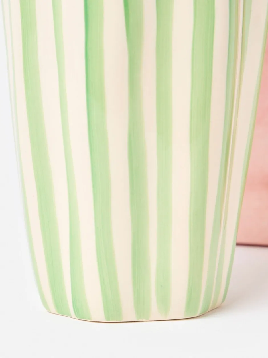 Vazen*Oliver Bonas & White Striped Ceramic Vase