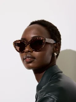 Zonnebril|Oliver Bonas Leopard Print Cat Eye Acetate Sunglasses