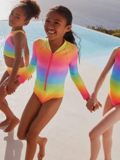 Badkleding|Next Ombré regenboog - Long Sleeve Sunsafe Swimsuit (3mths-16yrs)
