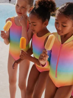 Badkleding|Next - Scoop Neck Swimsuit (3-16yrs) Ombré regenboog