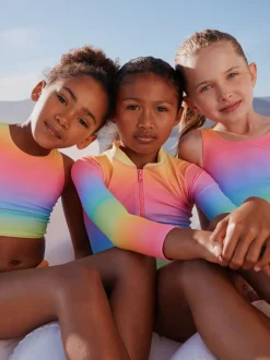 Badkleding|Next - Scoop Neck Swimsuit (3-16yrs) Ombré regenboog