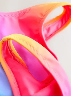 Badkleding|Next - Scoop Neck Swimsuit (3-16yrs) Ombré regenboog