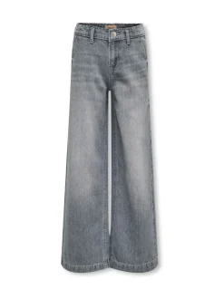 Jeans*ONLY KIDS grijze jeans met wijde pijpen en verstelbare taille van 100% katoen