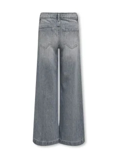 Jeans*ONLY KIDS grijze jeans met wijde pijpen en verstelbare taille van 100% katoen