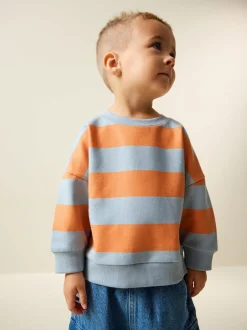 Truien En Breisels|Sweaters En Hoody´S*Next Orange & Blue Stripe - Sweatshirt met ronde hals en all-over print (3 mnd - 7 jr)