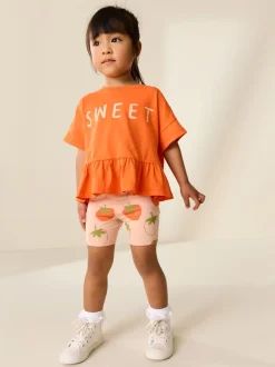 Shorts En Rokken*Next Orange Strawberry - Set van top met korte mouwen en short (3 mnd-7 jr)