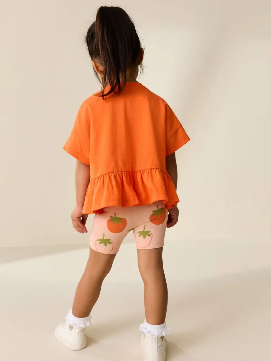 Shorts En Rokken*Next Orange Strawberry - Set van top met korte mouwen en short (3 mnd-7 jr)