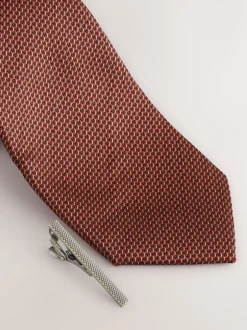 Stropdassen En Pochets*Next Oranje - Stropdas met textuur en dasspeld