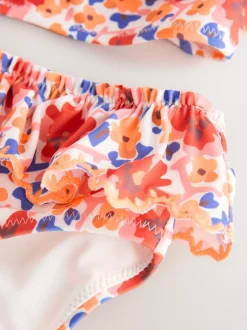 Badkleding*Next - Bikini met ruches (3-16jaar) Oranje fijn gebloemd