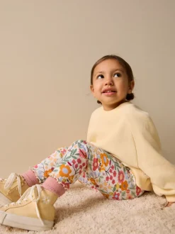 Broeken En Leggings*Next - Ribbed Leggings (3mths-7yrs) Oranje fijn gebloemd