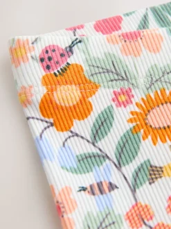 Broeken En Leggings*Next - Ribbed Leggings (3mths-7yrs) Oranje fijn gebloemd
