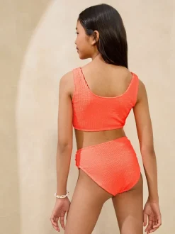 Badkleding|Lipsy Oranje hartvormige gesp - bikini met diepe ronde hals, textuur (5-16 jr)