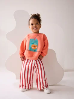 Sets En Combisets|Truien En Breisels*Next Oranje 'Squeeze the Day' - Set van sweatshirt en broek met wijde pijpen (3mnd -7jr)