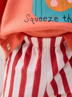 Sets En Combisets|Truien En Breisels*Next Oranje 'Squeeze the Day' - Set van sweatshirt en broek met wijde pijpen (3mnd -7jr)