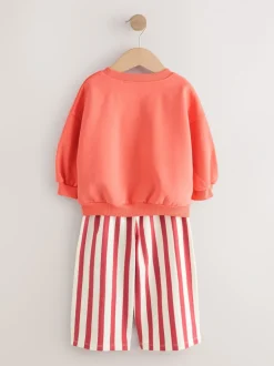 Sets En Combisets|Truien En Breisels*Next Oranje 'Squeeze the Day' - Set van sweatshirt en broek met wijde pijpen (3mnd -7jr)