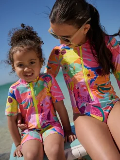 Badkleding|Badkleding*Next Oranje tropisch - Zonbeschermend badpak (3 mnd-10 jr)