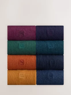 Sokken|Sokken*Next - Verpakking van 8 - Frisblijvende sokken met borduursel Oranje/groen/blauw