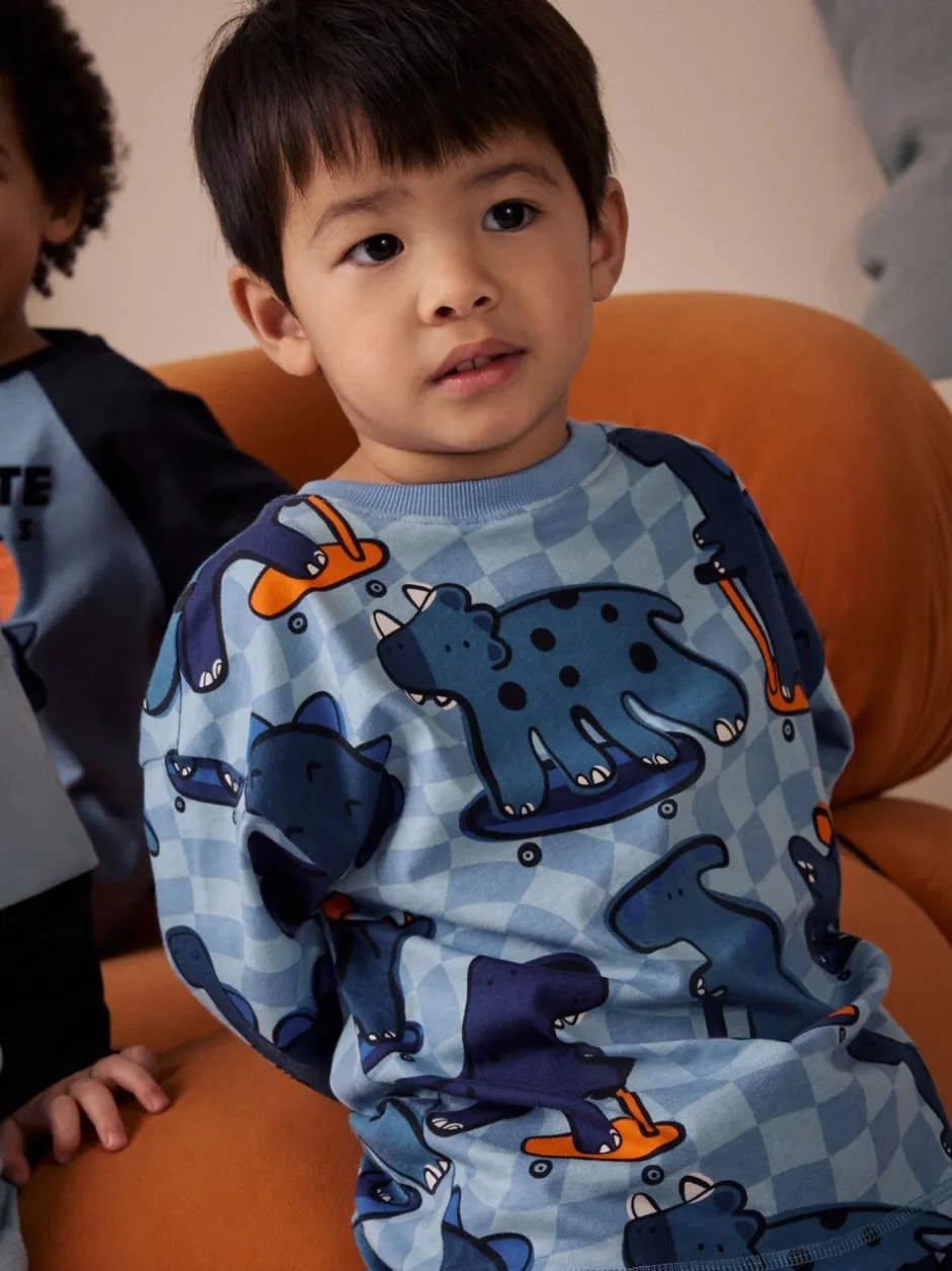 Pyjama's|Nachtkleding En Pyjama's*Next Oranje/marineblauwe met dinosaurusprint - Verpakking van 3 oversized pyjama's 3 (9mnd -10jr)