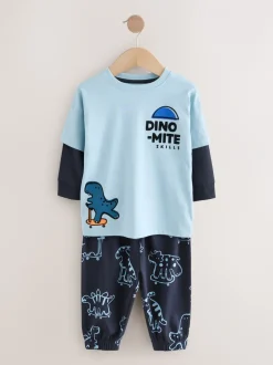 Pyjama's|Nachtkleding En Pyjama's*Next Oranje/marineblauwe met dinosaurusprint - Verpakking van 3 oversized pyjama's 3 (9mnd -10jr)