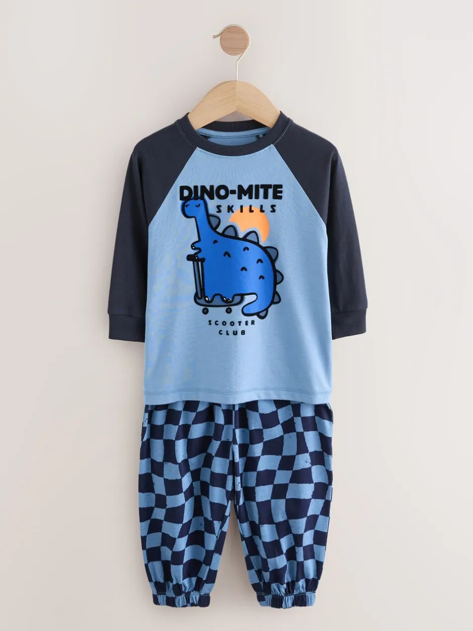 Pyjama's|Nachtkleding En Pyjama's*Next Oranje/marineblauwe met dinosaurusprint - Verpakking van 3 oversized pyjama's 3 (9mnd -10jr)