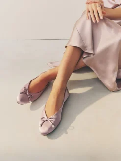 Lage Schoenen|Next - Ballerina's met pareleffect en strikdetail voor bruidsmeisjes Oudroze