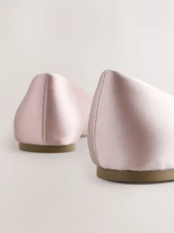 Lage Schoenen|Next - Ballerina's met pareleffect en strikdetail voor bruidsmeisjes Oudroze