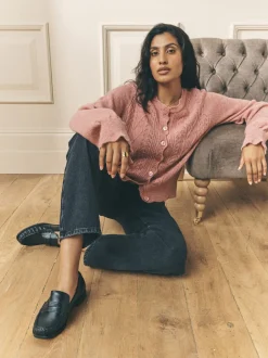 Gebreide Kleding|Laura Ashley - Pointelle Button Through Scallop Cardigan With A Touch Of Wool Oudroze