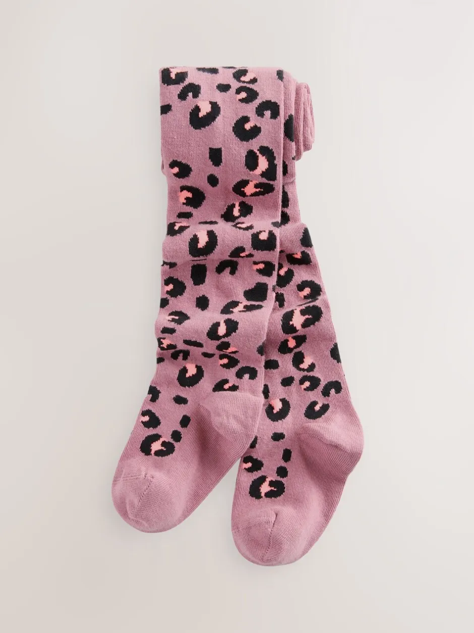 Sokken En Panty's|Next Paars - Cotton Rich Animal Print Tights