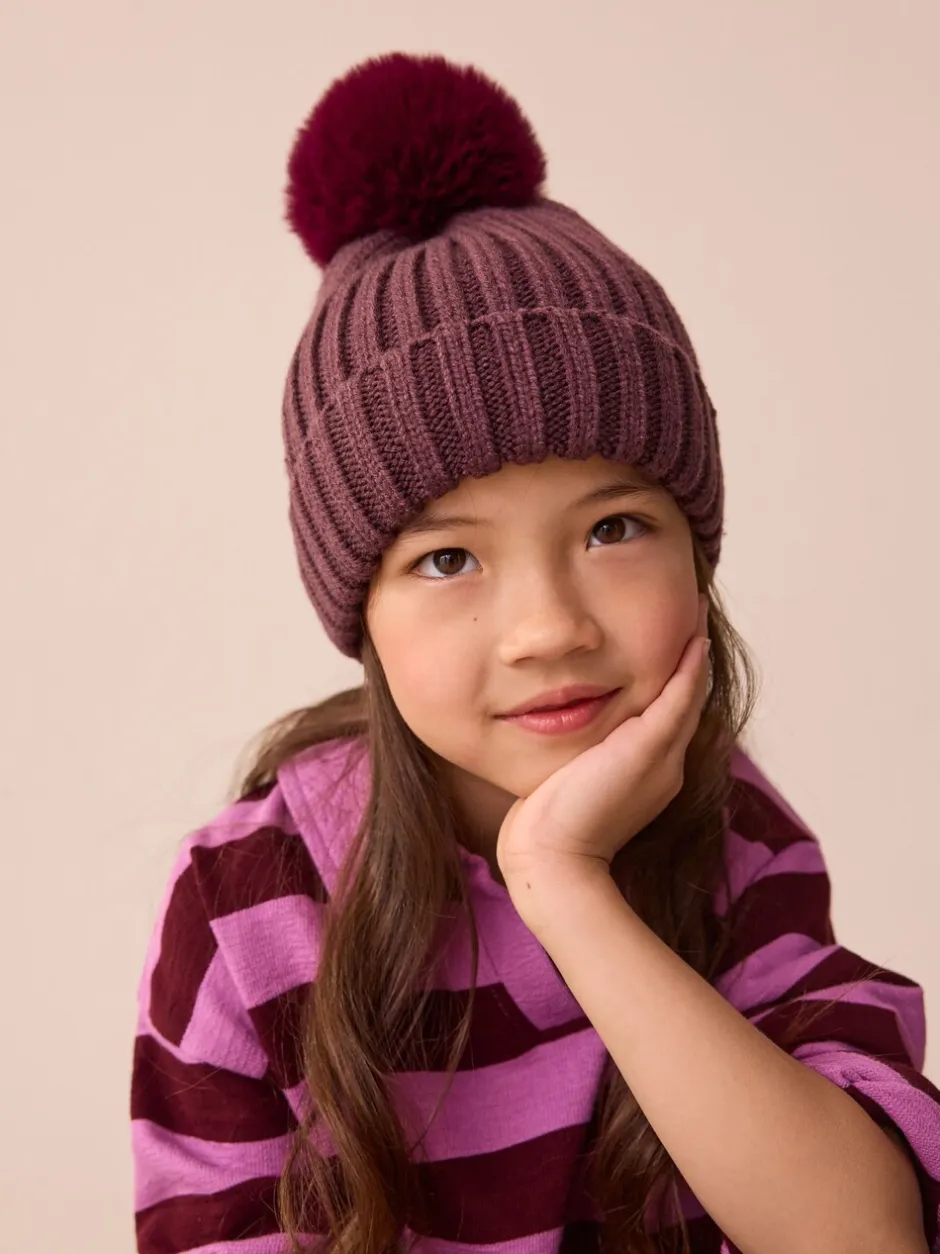 Mutsen, Handschoenen En Sjaals*Next Paars - Geribbelde beanie-muts met pompon (3mnd -16jr)