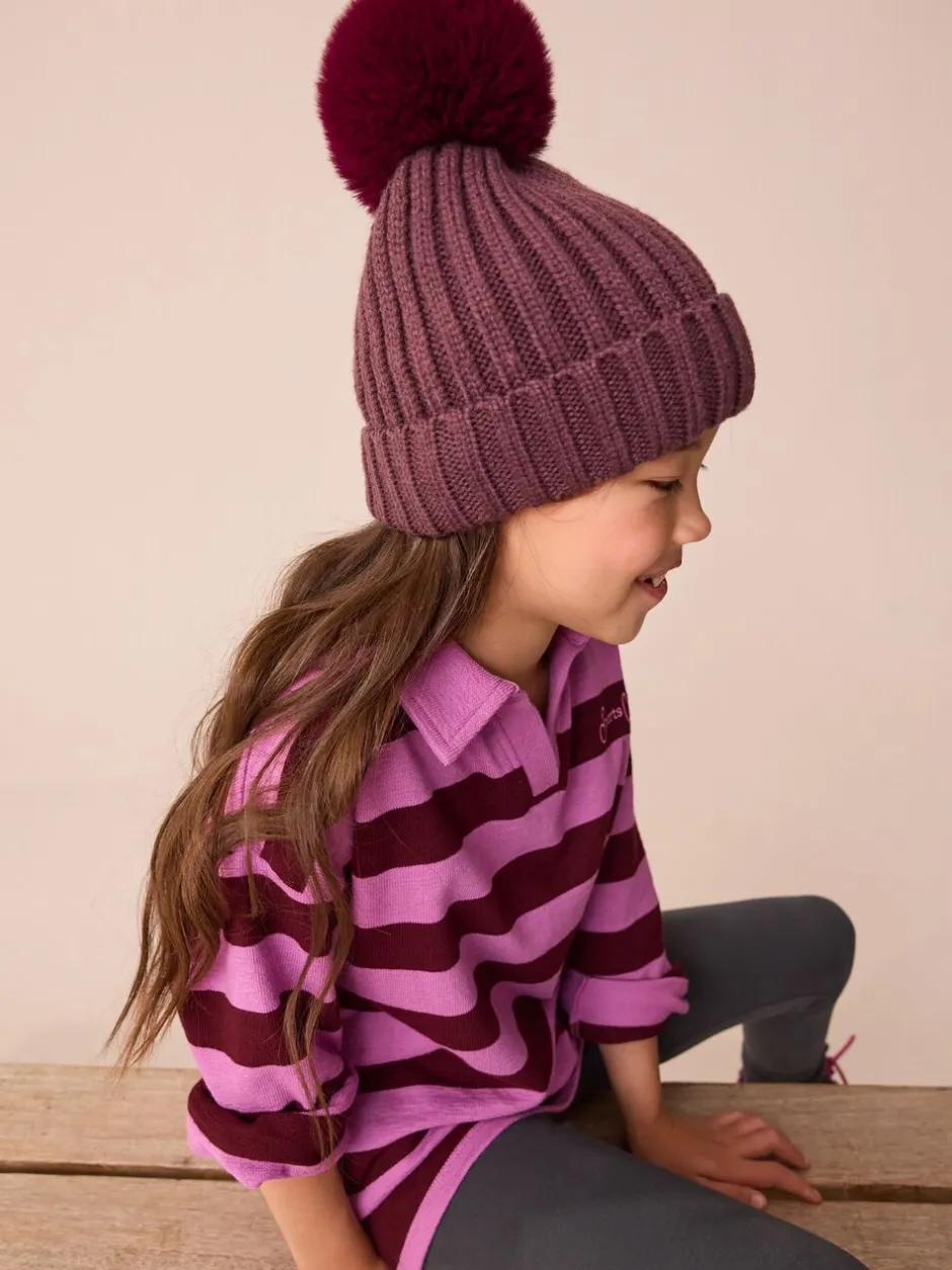 Mutsen, Handschoenen En Sjaals*Next Paars - Geribbelde beanie-muts met pompon (3mnd -16jr)