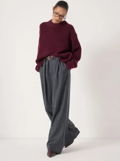 Gebreide Kleding|Hush - Cora Relaxed Chunky Cashmere Crew Jumper Paars