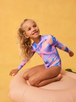 Badkleding|Next Paars - Long Sleeve Sunsafe Swimsuit (3mths-16yrs)