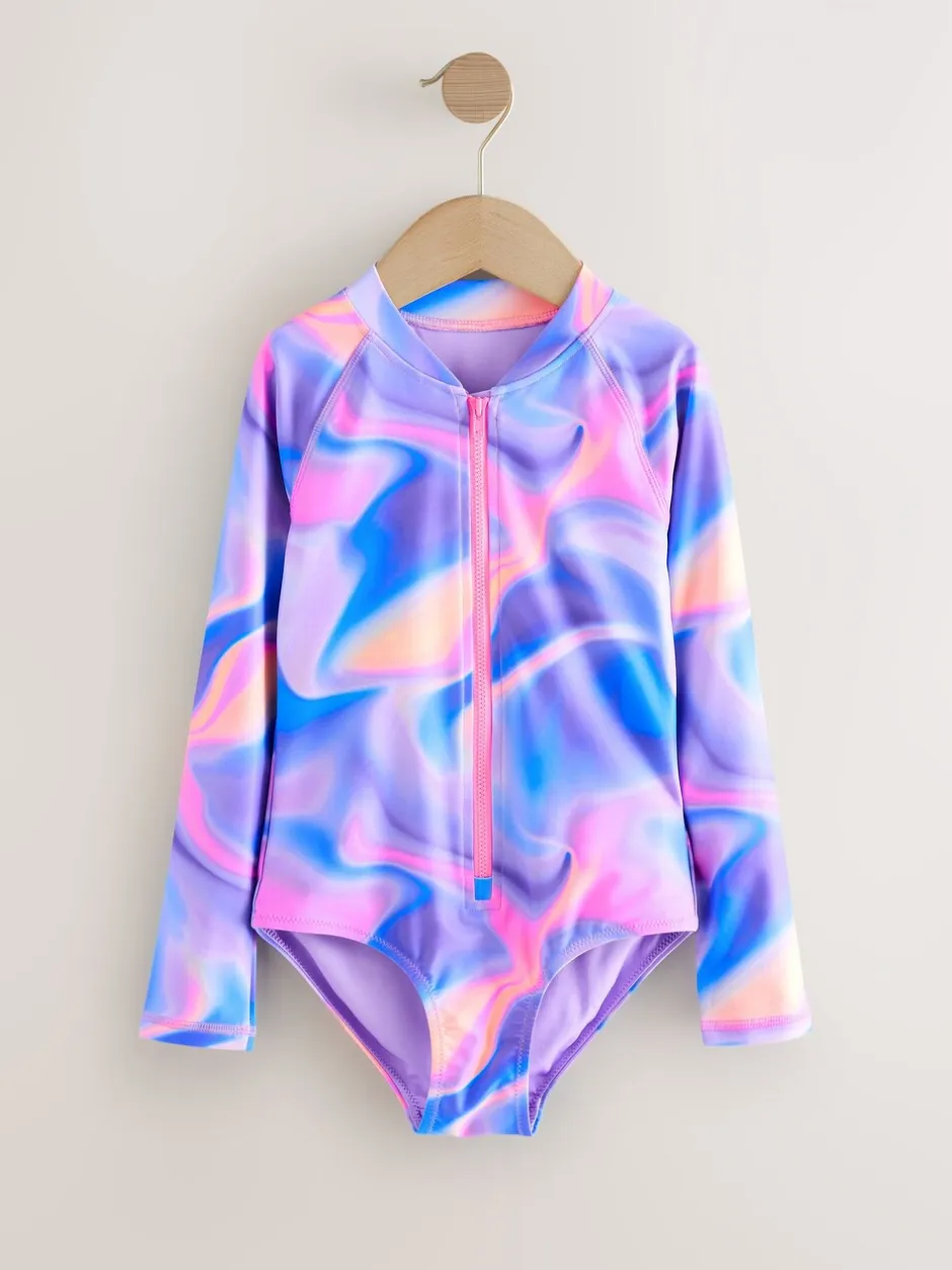 Badkleding|Next Paars - Long Sleeve Sunsafe Swimsuit (3mths-16yrs)