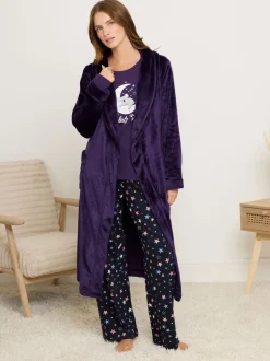 Badjassen|M&Co - Ribbon Shawl Collar Robe Paars