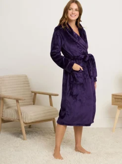 Badjassen|M&Co - Ribbon Shawl Collar Robe Paars