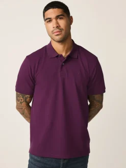 Poloshirts|Next Paars - Normale Pasvorm - Piqué poloshirt met korte mouwen