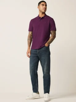 Poloshirts|Next Paars - Normale Pasvorm - Piqué poloshirt met korte mouwen