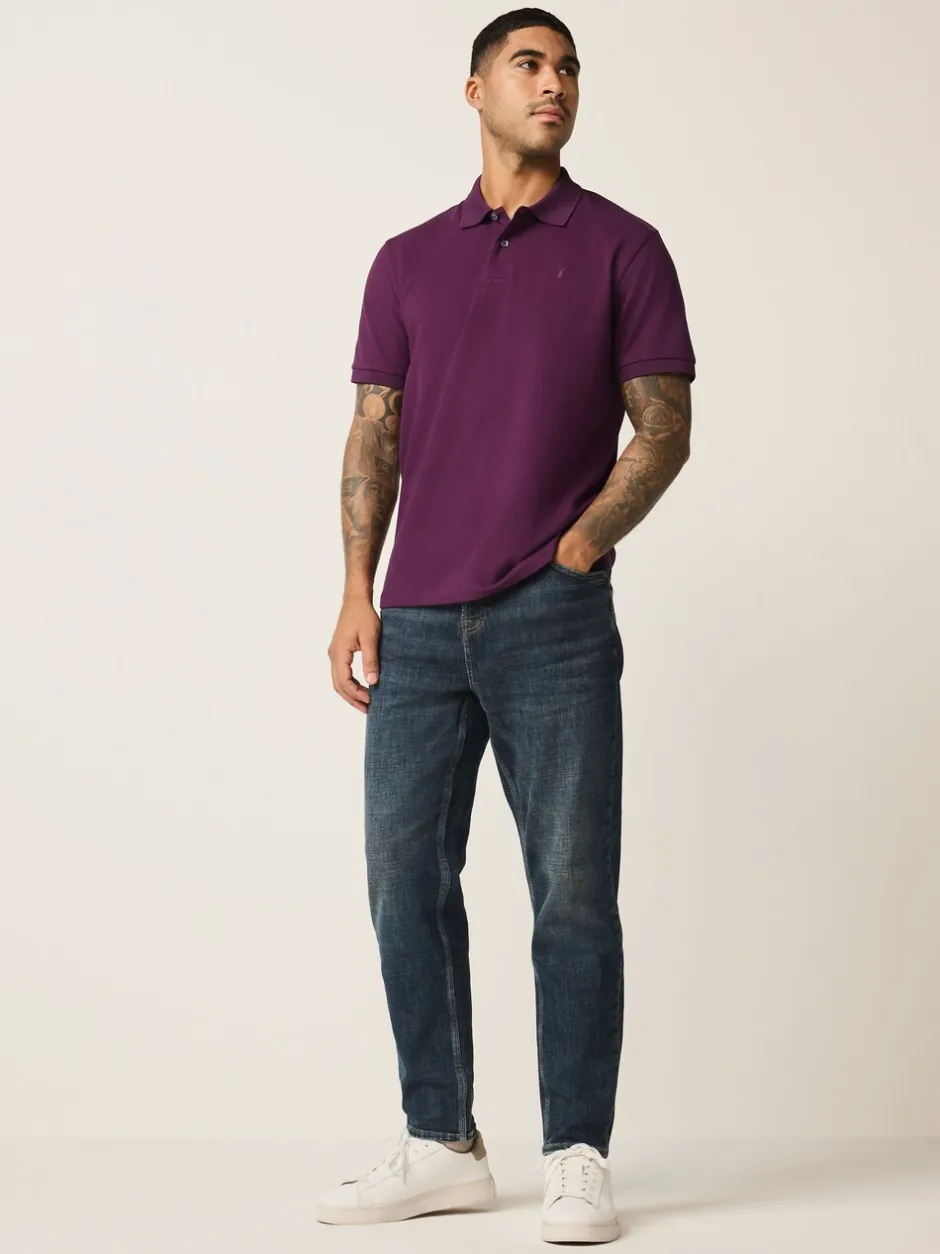 Poloshirts|Next Paars - Normale Pasvorm - Piqué poloshirt met korte mouwen