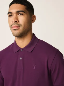 Poloshirts|Next Paars - Normale Pasvorm - Piqué poloshirt met korte mouwen