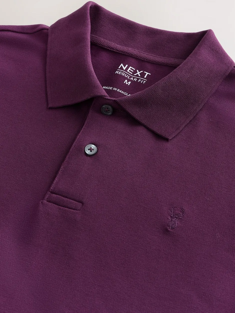 Poloshirts|Next Paars - Normale Pasvorm - Piqué poloshirt met korte mouwen