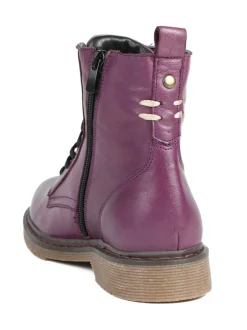 Boots*Pavers - All Leather Block Heel Ankle Boots Paars