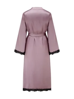 Badjassen*Pour Moi - Dusk Satin and Lace Kimono Sleeve Dressing Gown Paars