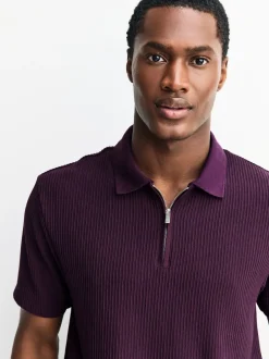 Poloshirts|Next - Smart poloshirt met textuur en rits Paars