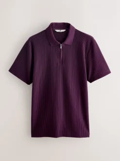 Poloshirts|Next - Smart poloshirt met textuur en rits Paars
